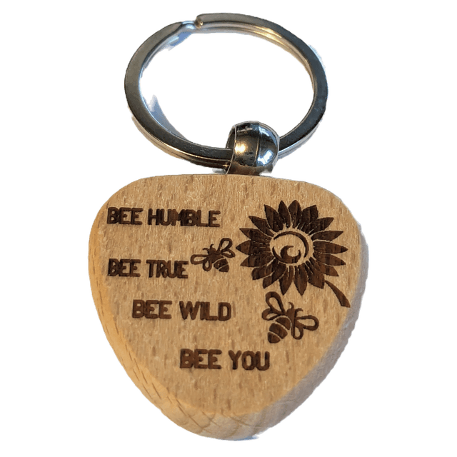 Bee Humble Bee True Bee Wild Bee You Wooden Double Sided Keyring