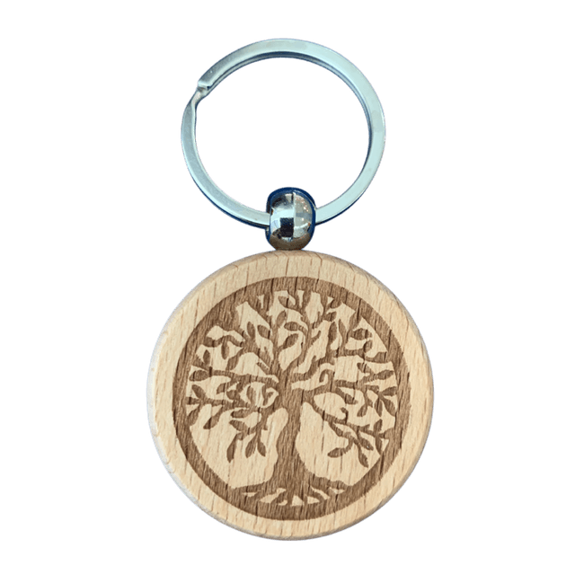 Tree of Life Wooden Double Sided Keyring