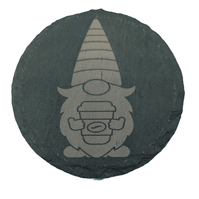 Gonk / Gnome Drinking Coffee Circle Coaster