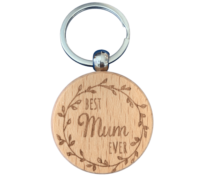 Best Mum Ever Wooden Double Sided Keyring