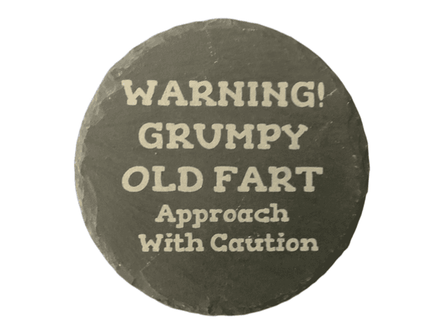 Warning Grumpy Old Fart Approach With Caution Circle Coaster